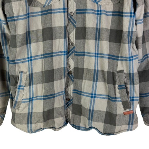 Voyager Men's XXL Gray Blue Plaid Thermal Lined Flannel Shirt Jacket Shacket - Picture 3 of 11